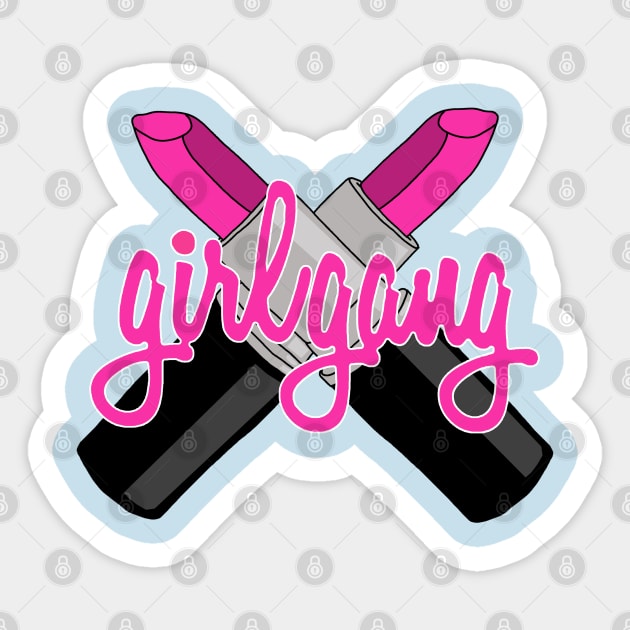 Girl Gang Lipstick Feminist Logo Sticker by PeakedNThe90s